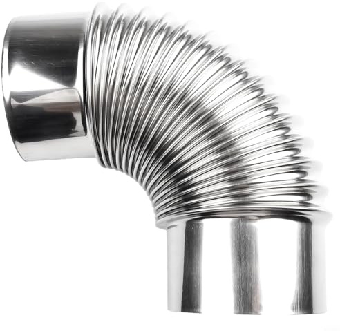 Codo de tubo de chimenea de acero inoxidable con tapa de lluvia, accesorio de ventilación para chimeneas, quemadores de leña, barbacoas y estufas de calefacción, plateado (100 mm)
