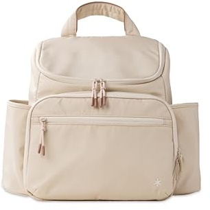 Skip Hop Diaper Bag Backpack with Portable Changing Pad Adjustable Pocket for 30 oz. Tumblers 9 Total Pockets Insulated Packing Cubes Luggage Sleeve & Stroller Straps Fits a 14” Laptop Forma Next Oat