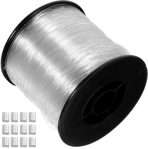 Alipis Juego de Cuerda de Nailon Transparente para Colgar Cuadros y Marcos de Fotos 200 Metros 080 MM 60 Piezas de Accesorios de Aluminio Cordón Resistente para Bricolaje y
