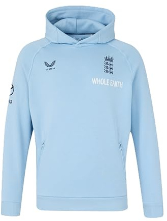 Castore England Cricket Men's Off Pitch Adapt Fleece OH Hoodie, Airy Blue, XL