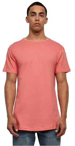 Urban Classics Herren Geformtes langes T-Shirt, Coral, XS