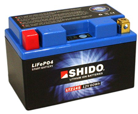 Motorcykelbatteri Shido litium LTZ14S/YTZ14S, 12 V/11,2 Ah (mått: 150 x 87 x 110 mm)