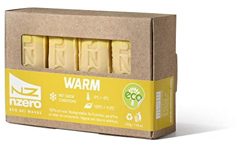 NZEROWAX - Pack Ceras Eco Primavera - Cálida Amarilla, 200g (50gx4) | Cera Vegetal Orgánica Condiciones Nieve Húmeda, 0ºC/-6ºC para Esquí, Snow