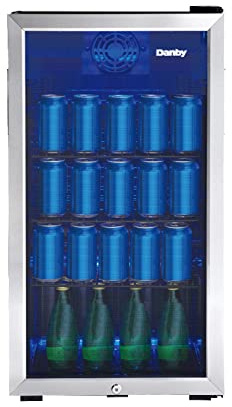 Danby DBC117A1BSSDB-6 117 Can Beverage Center, 3.1 Cu.Ft. Freestanding Drinks Refrigerator for Basement, Dining, Living Room-Bar Fridge Perfect for Beer, Pop, Water, Black/Grey