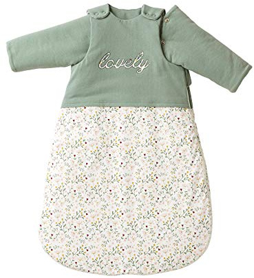 VERTBAUDET Gigoteuse Manches Amovibles bi-matière FLEURETTES Vert 0/6M