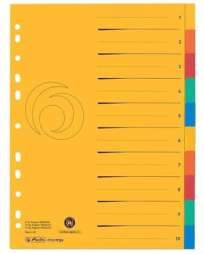 HERLITZ Trennblätter aus Karton, A4, extra breit, 10 Stück, einfarbig