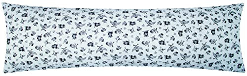 Baumwoll Renforcé Seitenschläferkissen Bezug 40x145cm - Piraten in Schwarz und Weiß - 100% Baumwolle Stillkissenbezug (Piraten-sw)