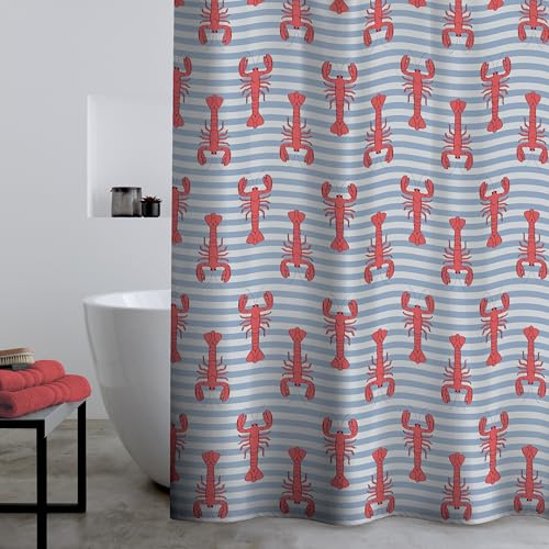Catherine Lansfield Lobster 180x180cm Shower Curtain Panel Red