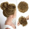 RUWISS Unordentlicher Haarteil 100% Echthaar Rose Dutt für Frauen Echthaar Scrunchies Hochsteckfrisur Haarteile Gelockt Bun Verlängerung（Schokoladen Hellbraun mit Hellgoldblonde Highlight）