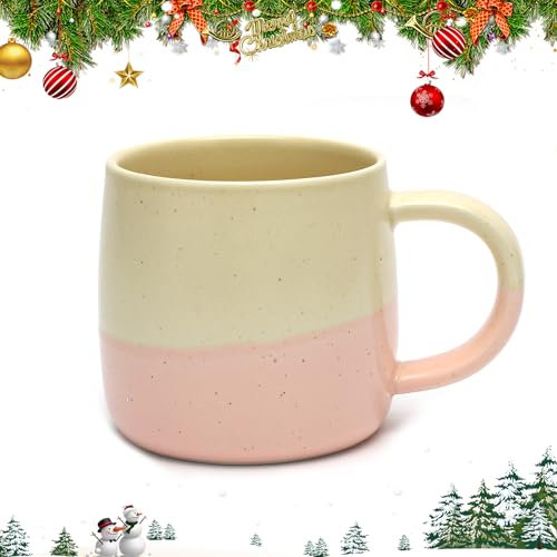 Kaffeetasse Groß, 400ml Kaffeetassen Becher, Zweifarbige Glasierte Tassen für Kaffee Espressotassen aus Keramik mit Griff für Home Office Café Geschenke für Frauen Geschenk zum Geburtstags