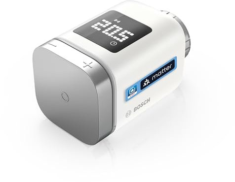Bosch Smart Home Termostato per radiatore II [+M], termostato intelligente, uso flessibile nel sistema Bosch Smart Home o in sistemi Matter di diversi produttori