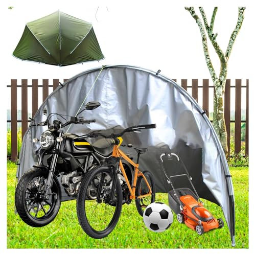 YSMSMZJK Box Moto Pieghevole E Facile da Riporre Tenda da Moto con Doppie Porte per 5-7 Biciclette Box per Moto da Esterno Casetta Porta Attrezzi da Giardino