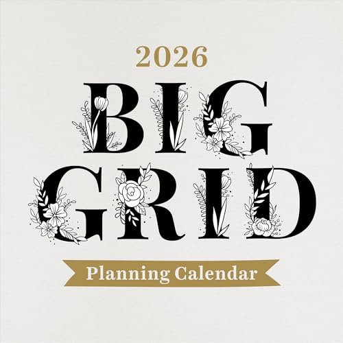 TF Publishing 2026 Big Grid-Floral Wall Calendar - Large Grids for Appointments and Scheduling - Vertical Monthly Wall Calendar 2026 with Premium Matte Paper for Home and Office Organization - 12x12in