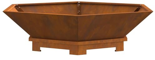 vidaXL Hoguera Hexagonal 100 x 100 x 28 cm de Acero Resistente a la Intemperie, Duradera, Diseño Minimalista para Reuniones al Aire Libre, Fuegos de Madera, Parrilla Estilosa, Portátil para el Jardí
