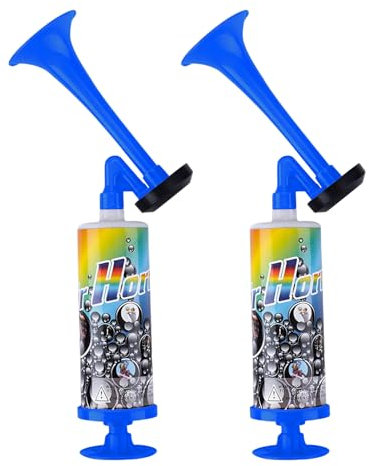 Xiuyer Corne de Brume, Trompette Supporter, Corne de Brume a Gaz, Lot de 2 Cornes de Brume Portables, Klaxon à Pression Atmosphérique, pour Les fêtes, Les événements Sportifs (Bleu)
