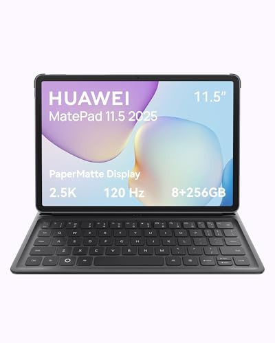 HUAWEI MatePad 11,5 2025 Tablet mit Tastatur, 2.5K 120Hz, PaperMatte Display, 8+256GB, 10.100 mAh Akku, Bis zu 14 Stunden Videowiedergabe, 40 W Supercharge, Wi-Fi 6, Gaming, Grau