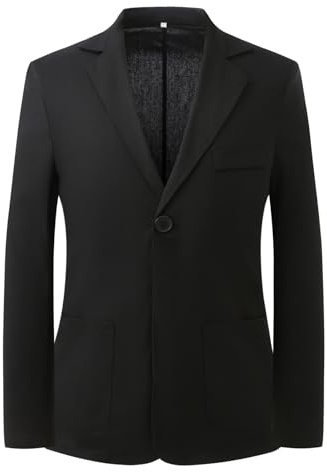 YFFUSHI Blazer Homme en Lin 1 Bouton Revers Cran Veste de Sport Légère décontractée en Couleur Unie