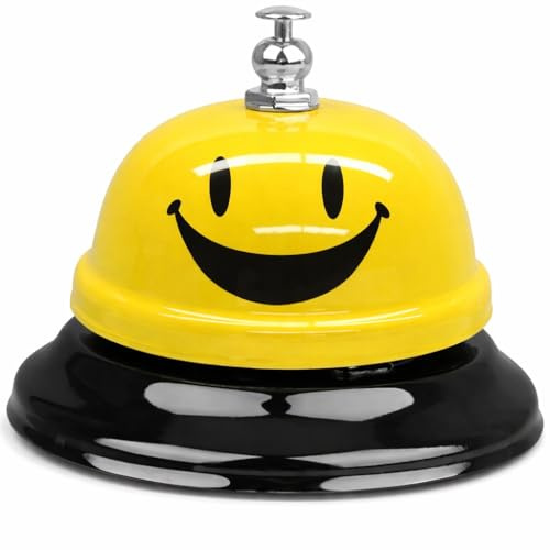 Call Bell Service Bell Smiley Face Desk Bell Classic Clear Loud Sound Table Counter Attention Call Ring Durable Metal Non Slip Base Ideal For Hotel Restaurant Office School Reception & Home Use(1pc)