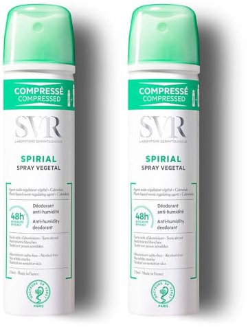 SVR Espirial espray vegetal desodorante a prueba de humedad 48H 2 x 75 ml