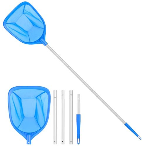 Sunnila Skimmer Pool Kescher, Fein Skimmer Netz Poolkescher Set Stabil mit 1.14M Teleskopstange, Schwimmbad Laubkescher Pool Tief Kescher PoolReinigung für Schwimmbad, Spas, Teiche, Whirlpools