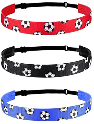 3 Pcs Adjustable Non-Slip Soccer Headband Athletic Head Band Sweatbands Sports Non Slip Ring for Boys and Girls Sports