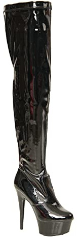 Bismaa Womens Ladies Sexy Thigh HIGH Kinky Fetish Over The Knee Platform Stiletto Heel Full Side Zip Boots (10 UK, Black Patent, numeric_10)