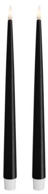 Deluxe Homeart Indoor Flameless LED Dinner Candle - Set of 2 - with Real Flame™ Technology - Battery Powered Candle (28 cm, Black)