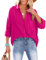 NONSAR Chemisier pour femme - Chemise décontractée avec col en V - 100 % coton - Coupe ample - Solide - Haut épais - Élégant avec poche, framboise, XL