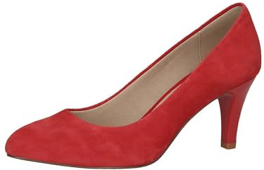 CAPRICE Damen Pumps aus Leder mit Trichterabsatz, Rot (Red Suede), 39 EU
