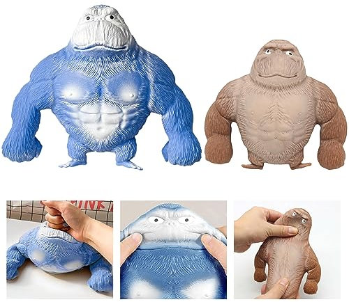 2 Stücke Gorilla Stressabbau Spielzeug (16*17cm) Squishy Monkey Toy (9*8cm) Latex Monkey Gorilla Toys Groß Monkey Splat Gorilla Stress Toy, Antistress Spielzeug für Adults und Kinder