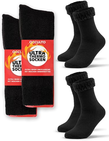 Occulto Damen & Herren Ultra Thermosocken 2er Pack (Modell: Yuki) Schwarz 35-38