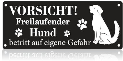 Cartel de advertencia de perro de aluminio, con autoadhesivo y agujeros preperforados, 25 x 10 cm, para interior y exterior