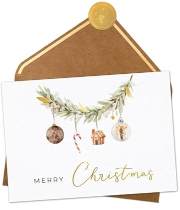 Joli Coon Carte Noël et de voeux avec enveloppe et autocollant de sceau - Merry Christmas - Carte de noël