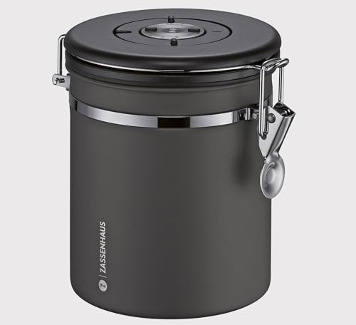 Zassenhaus Boîte de conservation Aroma 500 g, en acier inoxydable, laquée, protection optimale des arômes grâce à la valve intégrée, avec joint en silicone et affichage de la date réglable, pour café