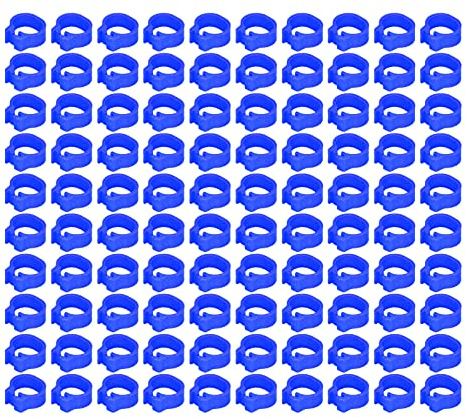 Keenso Bandas para Piernas Anillo Frío Duradero 100 Piezas 8 Mm para Suministros para Patas de Aves de Corral (Azul Oscuro)
