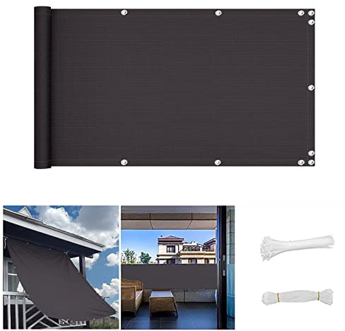 Outdoor Balcony Cladding 120x600 cm | No Drilling UV & Wind Protection | Dark Grey Garden | Enhance Style & Security for Patios & Landings