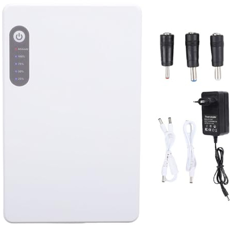 Fafeicy 10000mAh UPS-batteribackup, Bärbar Strömförsörjning med 3 DC 1 USB-port 1 Typ C-port, för Routrar Modem Säkerhetskameror Smartphones Faxmaskiner (#1)