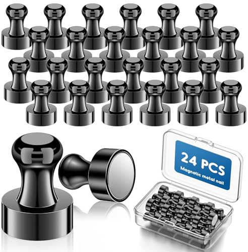 Kimsky 24 Pcs Aimant Puissant - Aimants Tableau Magnétique avec boîte de Rangement, Aimant Frigo, Aimant Neodyme, Magnets Mini Aimants, pour Réfrigérateur/Images/Notes/Carte/Tableau Blanc, Noir