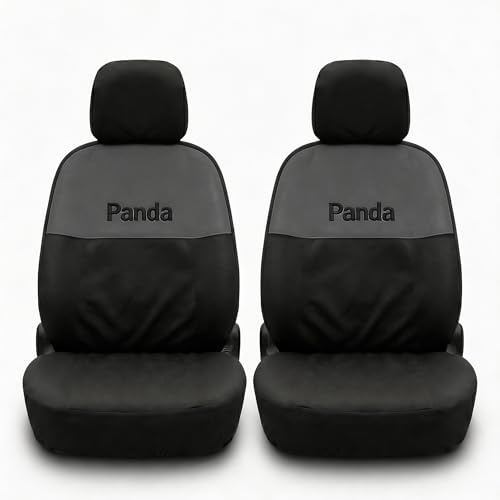 Auto Accessori Lupex Coprisedili Compatibili per Panda Terza serie (2012 al 2022), Set Sedili Anteriori in Tessuto, Protezione Sedili, Facili da Installare, Made in Italy (Grigio Scuro - Nero)