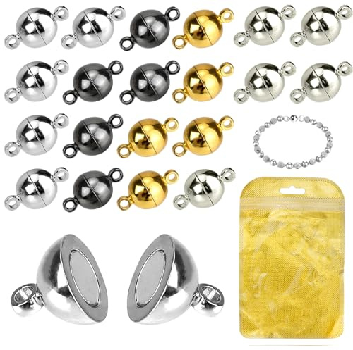 MOAMUN Ottone Tondo Gioielli Magnetici Chiusure Per Collana Braccialetto Rendendo Magnete Converter (Mescolare, 6mm)