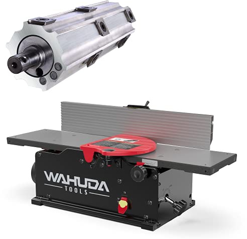 Wahuda Tools Jointer - 6-inch Benchtop Wood Jointer, Spiral Cutterhead Portable Jointer w/Cast Iron Tables & 4-Sided Carbide Tips & 10amp motor, Woodworking Tools for All Wood Types (50160CC-WHD)