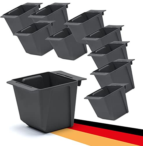 BigDean 10er Set Mini Paletten Blumenkästen - Einsatz - mit Hängesystem zum Einhängen - 10cm klein anthrazit - Pflanzkasten für Europalette Balkonkasten Blumentopf - aus recyceltem PP-Kunststoff
