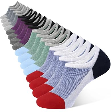 CLOSEMATE 6/8 Pairs Mens No Show Socks Low Cut Invisible Casual Trainer | Soft cotton blend, non slip silicone, breathable mesh, reinforced toe&heel for everyday wear