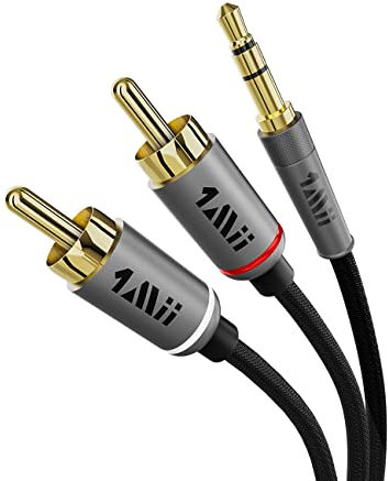 1Mii 3.5mm to 2-Male RCA Audio Cable (6.5 Ft), Hi-Fi Sound Nylon-Braided RCA to Aux Compatible with Echo Dot, Stereo Receiver, Speaker & HDTV ect