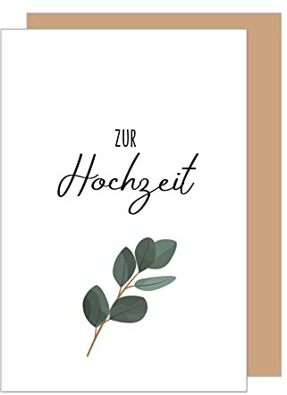 Edition Seidel Premium Glückwunschkarte zur Hochzeit mit Umschlag. Hochzeitskarte Grusskarte Vermählung Just Married Wedding Eukalyptus edel (H465 SW023)