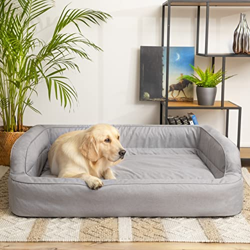 PillowPrim Cuccia per cani, letto per gatti, rivestimento rimovibile, culla per cani, cuccia per cani, posti letto, divano per cani, cenere, XXL, 117 x 79 cm