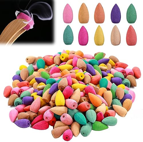 400 Stücke RüCkfluss RäUcherkegel, Natürliche Aromatische Räucherkegel, 9 Verschiedenen Backflow Incense Räucherkegel, Incense Cones Räucherkerzen für Meditation Räuchern Aromatherapie