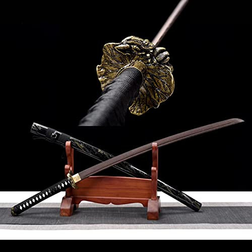 TIAYKO 103 cm rosenträ med täckt katana, japanskt samurai-svärd, handgjord bokken för cosplay, samlardekoration, hemvisning, praktisk Kendo