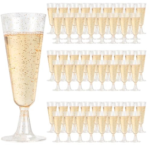 JMIATRY 100 Copas De Plástico Transparente, 160 ml, Reutilizable, Para Champán, Vino, Fiestas, Bodas, Cumpleaños