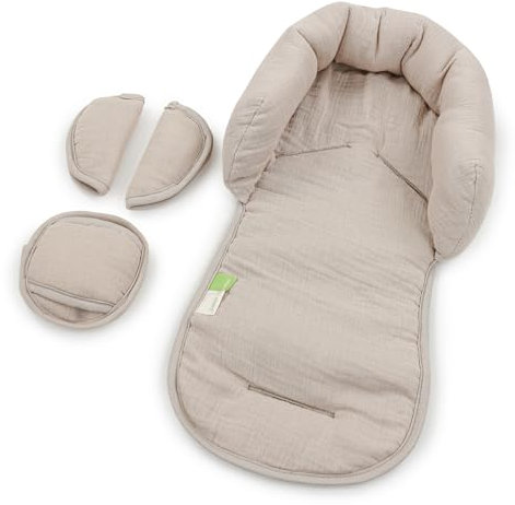 Liebes von priebes EMIL Sitzverkleinerer mit Gurtpolster | Universal-Set mit Kopfschutz & Sitzverkleinerer & Gurtpolster für jede Babyschale | atmungsaktiv| Schonbezug 100% Baumwolle